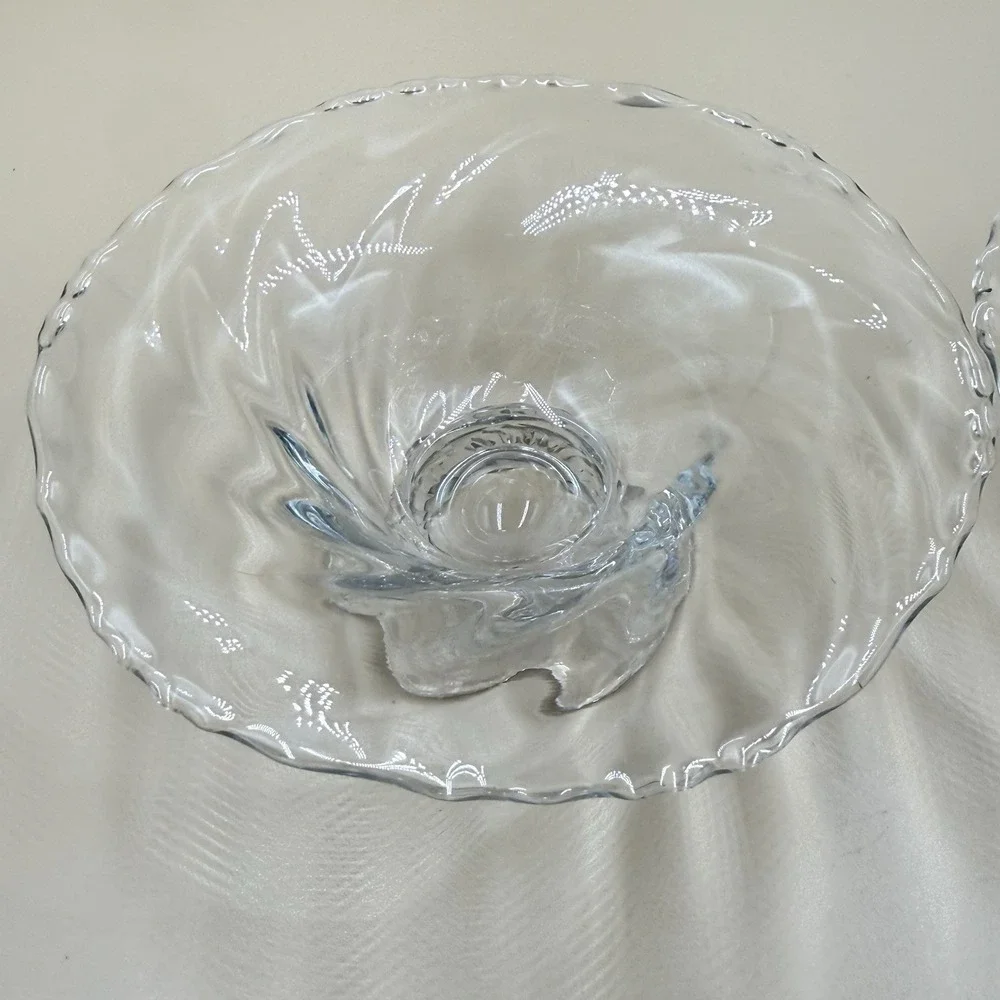 Heisey Waverly Peg Nappy Scalloped Candle Holders Lot Of 2 Crystal Vintage 1950s